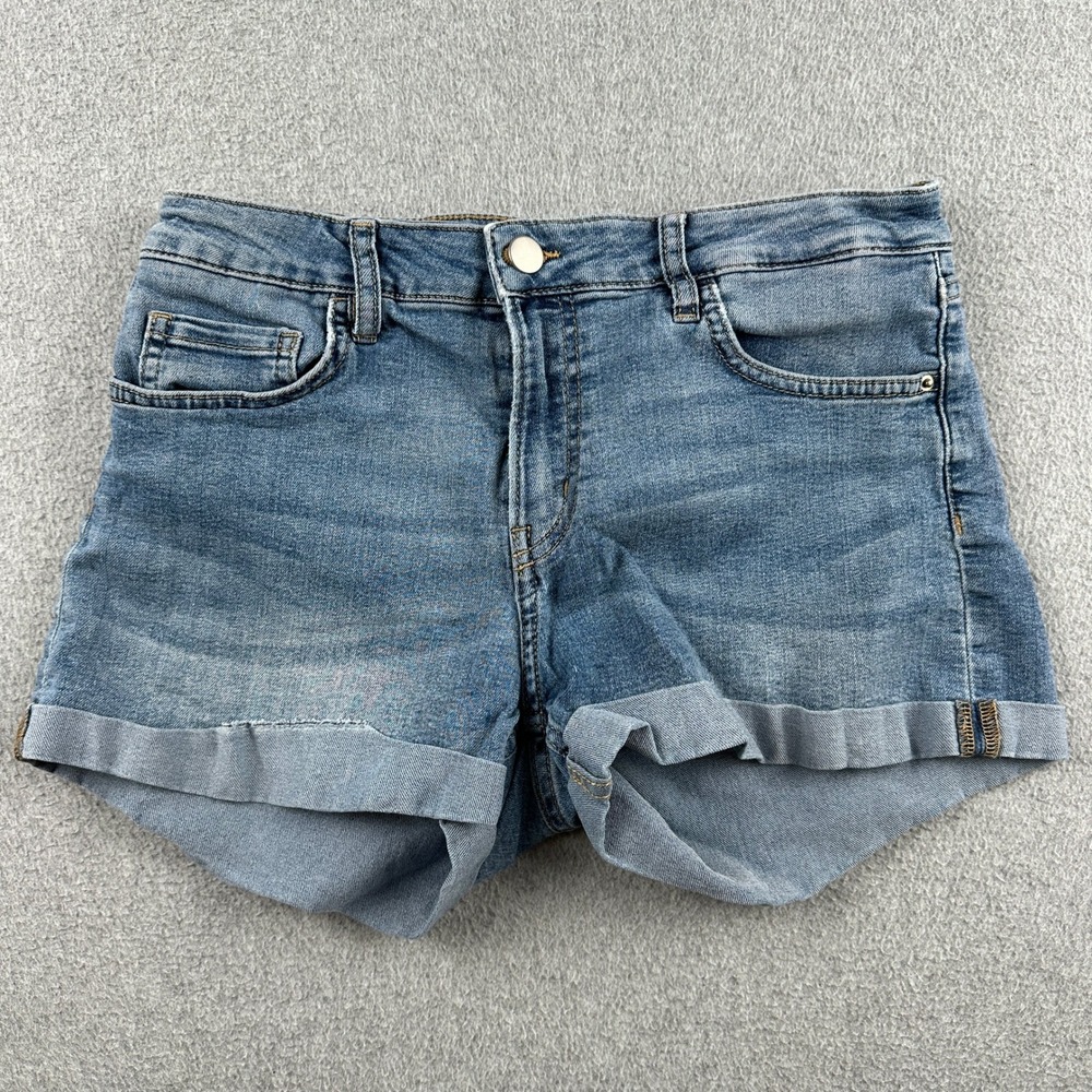 H&M Shorts Womens 6 Blue Denim Cuffed Stretch Mid Rise Casual 0603583 8